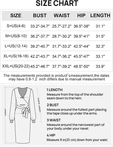 Vista 6 de MEROKEETY Vestido de suéter de manga larga con cuello en V para mujer, sexy, de punto envolvente, ajustado, con cinturón