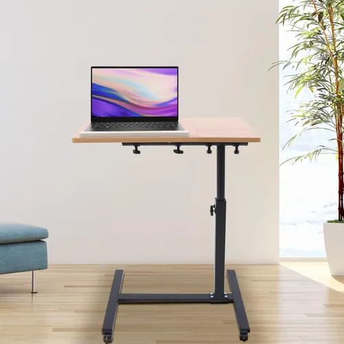 Vista 5 de Mesa móvil para laptop, mesa de noche ajustable para colocar sobre la cama, escritorio de pie para computadora portátil, mesa inclinable sobre