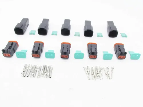 Vista 2 de 5 Sets 2Pin DT Conector kit impermeable sellado enchufe eléctrico carcasa Cable Dt Conector 22-16AWG DT04-2P DT06-2S (negro)