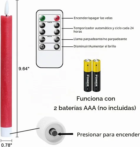 Vista 7 de GenSwin Velas cónicas sin llama LED con temporizador remoto funciona con pilas, color rojo 6 rojo