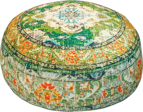 Vista 12 de Funda de almohada marroquí para suelo, color azul, redondo, estilo bohemio, decoración de habitación, zona de estar marroquí, puf otomano perfecto