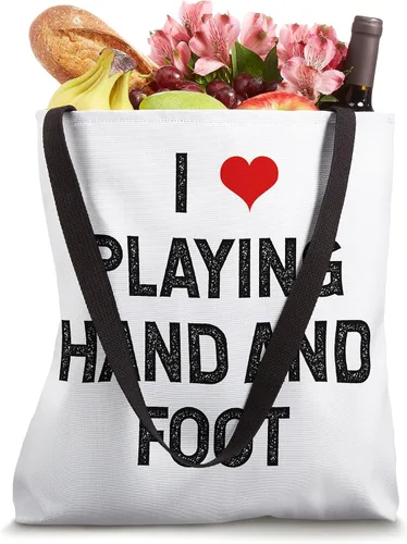 Vista 4 de I Love Playing Hand and Foot Canasta - Bolsa de mano y pie Blanco 16 pulgadas