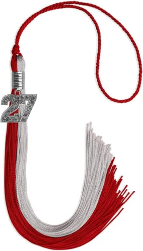 Vista 11 de Endea Graduation Borla de doble color con dije de plata brillante (negro/oro antiguo, 2025)