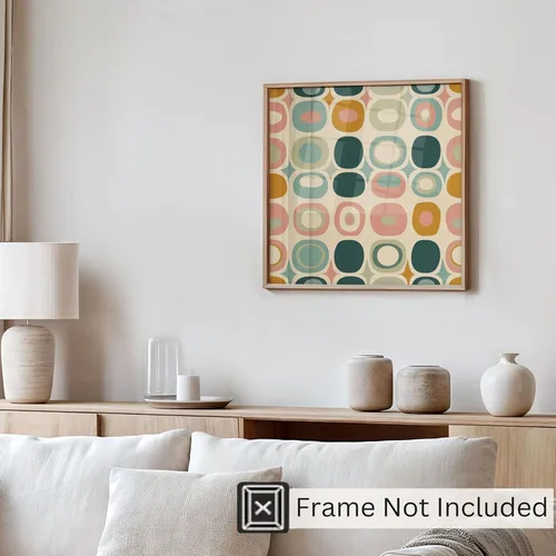 Vista 4 de Ethan Taylor Abstract Wall Art Prints Unframed Square Posters 'Retro 70s Hippie Groovy Pattern XII' Retro Home Décor for Living Room, Bedroom