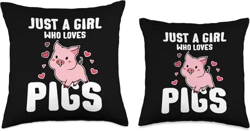 Vista 3 de Girl Who Loves Mini Pigs Miniature Pig Owner Throw Pillow