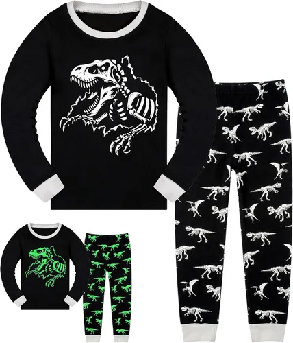Vista 13 de HONGTEYA Conjunto de ropa de algodón de manga larga para niños y niñas 3-8T 1 coche de Navidad larga