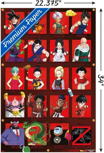 Vista 3 de Trends International Dragon Ball Z - Póster de pared de aniversario, 22.375 x 34 pulgadas, versión premium sin marco
