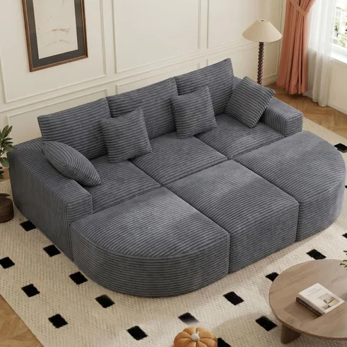 Vista 32 de Sofá modular de 146 pulgadas, sofás de nube convertibles en forma de U para sala de estar con otomana, juego de sofá de pana de 6 plazas sin hueso