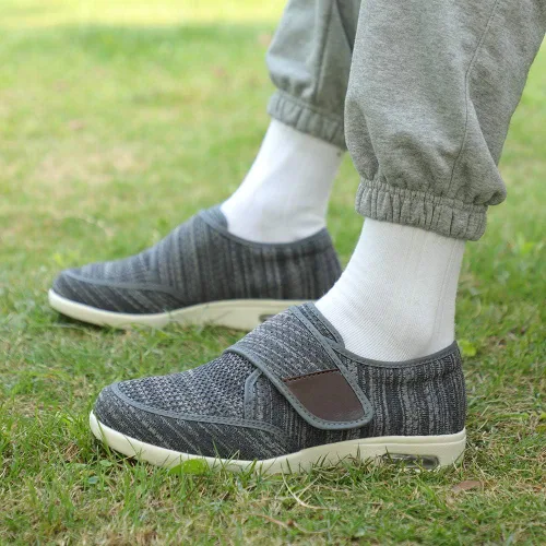 Vista 7 de W&LESVAGO Zapatos anchos ajustables para hombre con edema diabético con plantilla de espuma viscoelástica, amortiguación de aire, zapatos ligeros