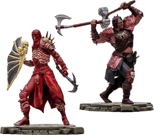 Vista 2 de McFarlane Toys - Diablo IV Rend Bárbaro y Nigromante de Sangre Paquete de 2 Figuras Posadas con Etiqueta de Oro 1:12 Escala 1:12, Etiqueta Dorada