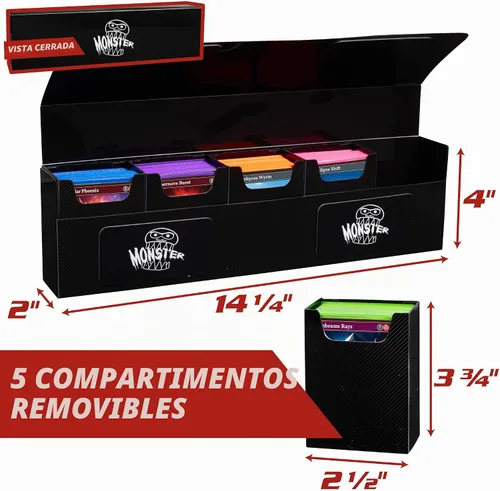Vista 2 de The Hydra - Caja de 5 compartimentos remachados con cierre magnético – Funda para tarjeta de comercio con capacidad para cinco cubiertas – se adapta