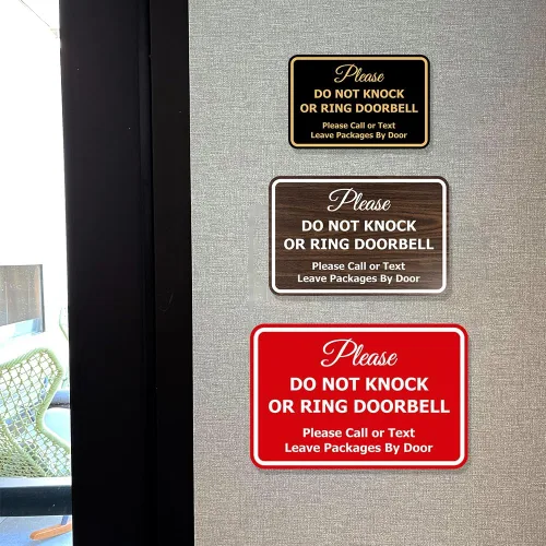 Vista 5 de Signs ByLITA Clásico enmarcado Por favor no golpee ni toque el timbre de la puerta, señal para pared o puerta - Fácil instalación Instrucción