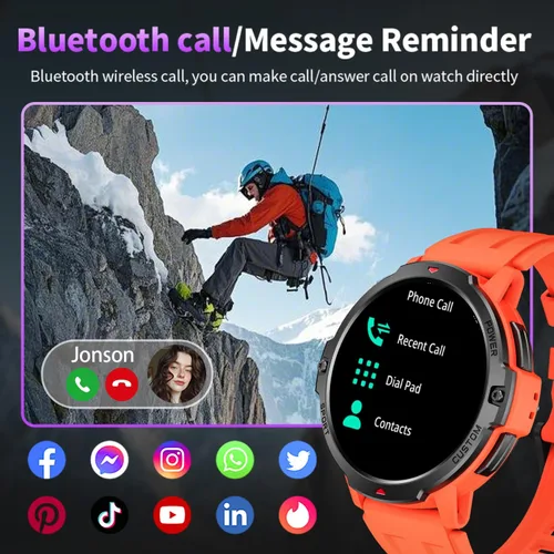 Vista 8 de Rugged Smart Watch for Men with Built-in GPS, 6-Axis Sensor for HIIT/Run Form Analysis, 1.46'' Tactical Smartwatch with Bluetooth Calls, Compass