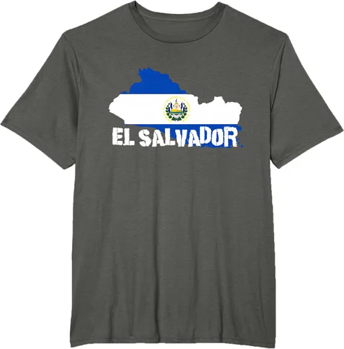 Vista 5 de Camiseta con la bandera de El Salvador, mapa de El Salvador, camiseta de Salvador para mujer, Negro