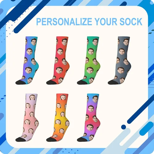 Vista 7 de Calcetines personalizados con caras en ellos, calcetines divertidos personalizados con foto, regalos únicos para amigos, mujeres, hombres, familia