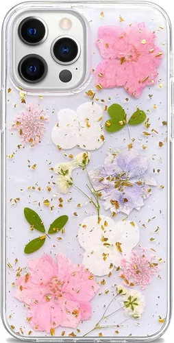 Vista 30 de Abbery - Funda diseñada para iPhone 12/12 Pro con purpurina, transparente y linda con diseño de mariposa, correa para la muñeca, brillante