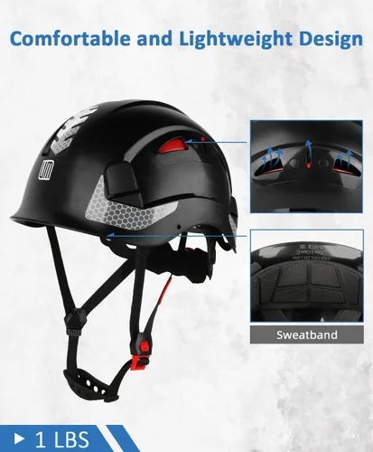 Vista 3 de UM ULTRAMAXX Safety Helmet Hard Hat, ANSI Z89.1 Approved Lightweight Vented Work Helmet, 6-Point Adjustable Ratchet Suspension Hardhat Ideal for