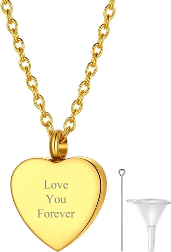 Vista 19 de Richsteel Collares de urna para cenizas para mujeres y hombres, collar con colgante de cremación para cenizas, joyería conmemorativa de acero