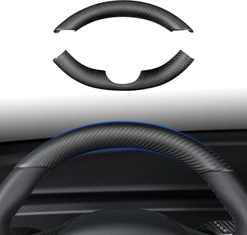 Vista 9 de Funda de Tapacubos de Volante 3 Piezas para Modelo 3&Y 2017-2023, 3K Fibra de Carbono Seca Toray Accesorios Interiores Compatibles con Tesla