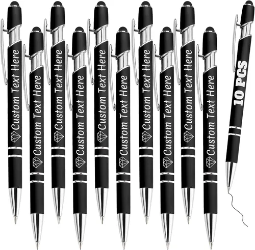 Vista 32 de Bolígrafos personalizados a granel 10 con nombre, grabados con punta de lápiz, bolígrafos de bola personalizados de escritura suave, regalos