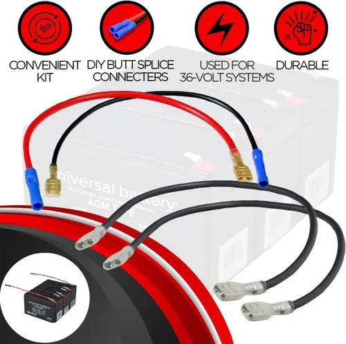 Vista 2 de AlveyTech Kit de arnés de cableado universal de batería de 36 voltios, cable de repuesto de 14 AWG 600 V para scooters eléctricos, mini motos