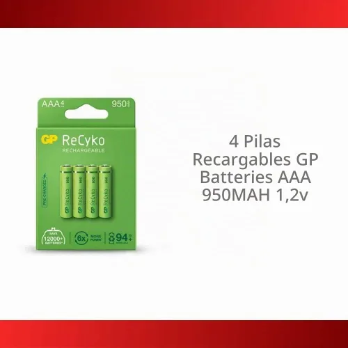 Vista 3 de GP Batería NiMH AAA/LR03 1.2v 1000mAh Pack 4 [GP-NIMH-AAA-02]