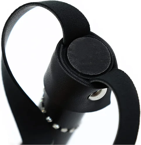 Vista 6 de Látigo negro de imitación para montar, látigo de caballo de cultivo, látigo de caballos ecuestres, látigo de cuero pequeño, látigo ergonómico
