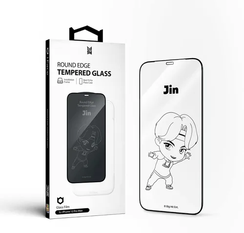 Vista 10 de iFace TinyTAN inspirado en BTS Protector de pantalla de vidrio templado de borde redondo diseñado para iPhone 12 Pro Max (Jung Kook)