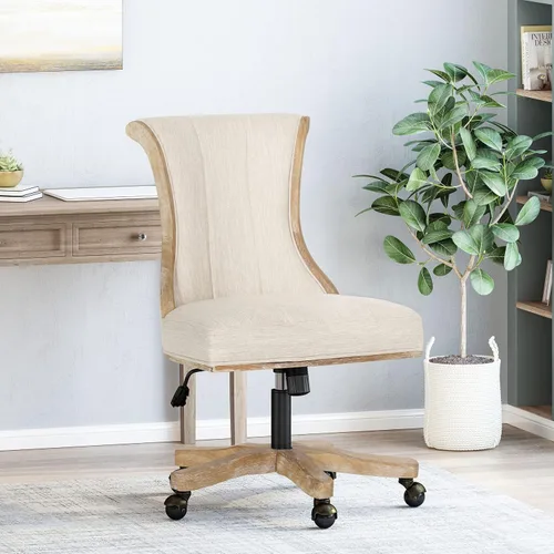 Vista 2 de Christopher Knight Home Coulee - Silla de oficina, beige y natural Beige + Natural