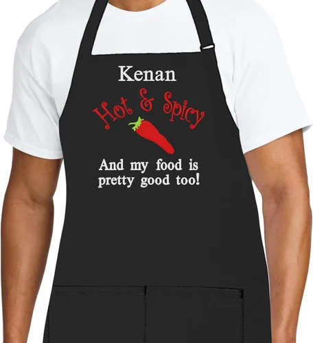 Vista 9 de Delantal de chef personalizado para hombres, diseño bordado personalizado, cocina profesional, barbacoa, parrilla, para papá, decorado en Estados