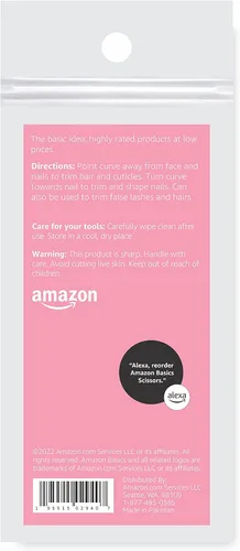 Vista 2 de Amazon Basics Tijeras de belleza, acero inoxidable, corte de precisión curvado, herramienta de aseo multiusos, fáciles de usar, color plateado