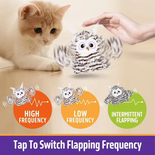 Vista 2 de Kimee Juguete Interactivo para Gatos Recargable Búho Automático que Pía Juguete para Gatitos con Hierba Gatera, Alas que Baten Automáticamente