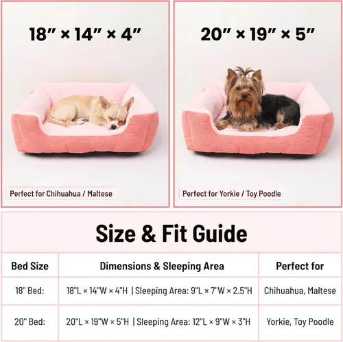Vista 2 de Cama pequeña para perros de 18 pulgadas para perros extra pequeños, cama rectangular suave para cachorros con superficie de felpa, cama lavable