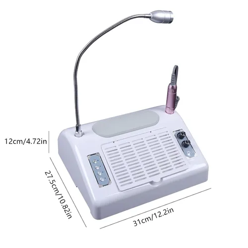 Vista 7 de Colector de polvo de uñas 5 en 1 con taladro, máquina de taladro eléctrico multifuncional con colector de polvo, lámpara de escritorio LED, almohada