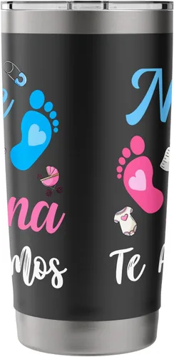 Vista 2 de Vaso aislado de acero inoxidable mexicano a juego Nene o Nena Te Amamos Negro