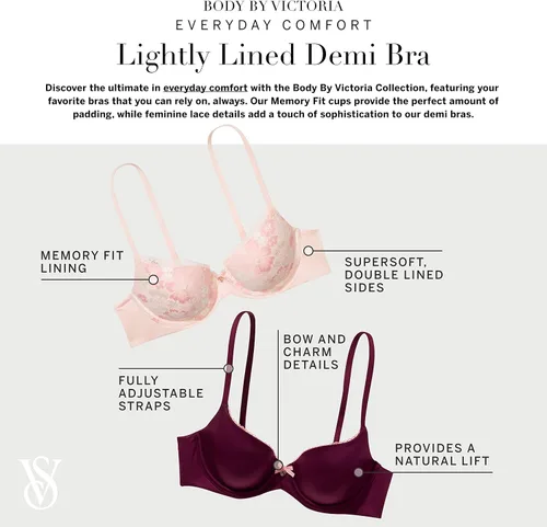 Vista 4 de Victoria's Secret Everyday Comfort Lace Racerback Bra, Demi Cup, Front Close, Smoothing, Lightly Lined (34B-36DDD)