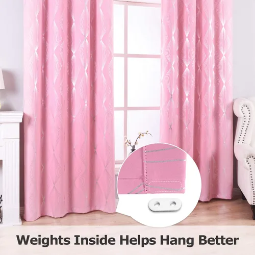 Vista 2 de Anjee - Cortinas opacas con estampado de diamantes