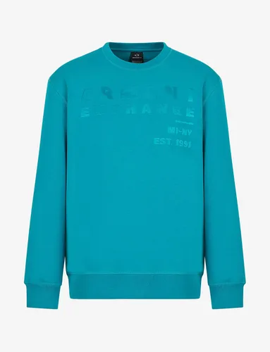 Vista 4 de AX ARMANI EXCHANGE Men's Organic Cotton Seasonal Basic Foil Lettering Crewneck Sweatshirt