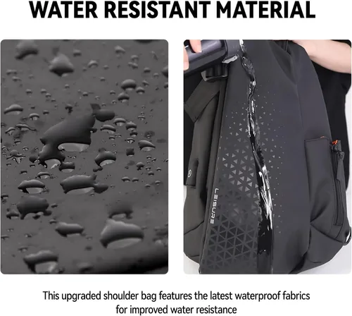 Vista 7 de Bolso bandolera antirrobo para hombres y mujeres, mochila pequeña con un hombro, bolsa de pecho y mochila resistente al agua, Mochilas Sling