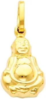 Vista 2 de The World Jewelry Center Colgante de Buda de oro amarillo de 14 quilates con cadena de cable de 0.035in
