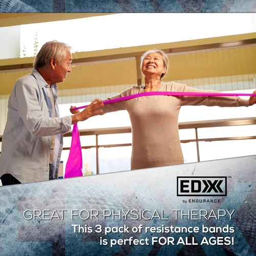 Vista 4 de EDX Bandas de resistencia planas de 12 pulgadas para fitness o terapia física, juego de 3 bandas sin látex