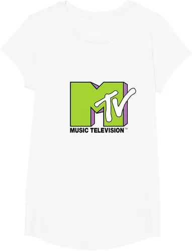 Vista 64 de Camiseta de tratamiento de relleno con logotipo MTV verde lima y morado, Negro, S Azul Marino