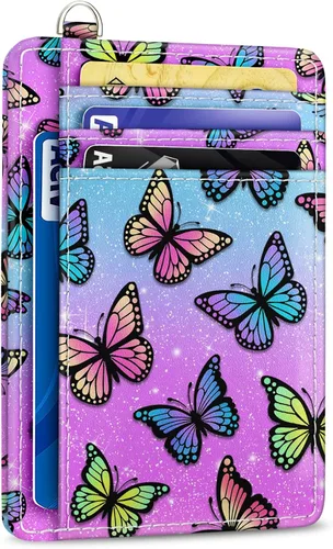 Vista 10 de Yonlevres Cartera delgada para tarjetas de crédito, cartera RFID para mujer, bolsillo frontal, soporte para tarjetas pequeñas, estuche para tarjetas