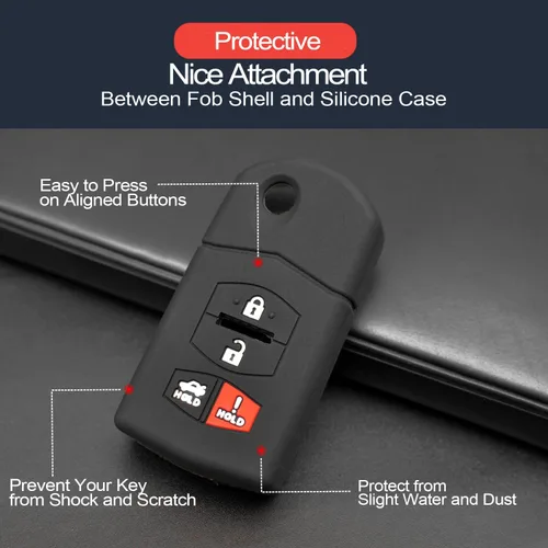 Vista 4 de 2 piezas compatibles con Mazda 3 5 6 CX-7 CX-9 MX-5 Miata RX-8 - Funda protectora para llavero