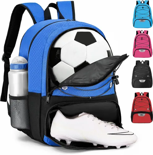 Vista 10 de Hsmihair - Mochila de fútbol juvenil - Mochila para fútbol y baloncesto, con compartimento para pelota y tacos separados