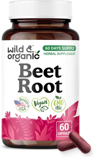 Vista 10 de Wild & Organic Cápsulas de raíz de remolacha de 8000 mg - Extracto de remolacha 20:1 - 120 cápsulas veganas - Extracto de pimienta negra para una