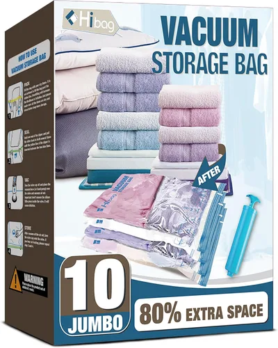 Vista 19 de Bolsas de almacenamiento al vacío, 10 bolsas pequeñas de ahorro de espacio con sello al vacío, bolsas de espacio, bolsas de sellador al vacío