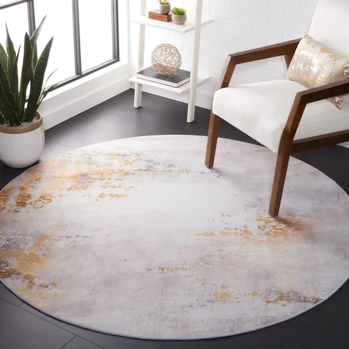 Vista 10 de SAFAVIEH Tacoma Collection - Alfombra de área de 2 pies 6 pulgadas x 6 pies, gris y dorado, antideslizante y fácil de limpiar, ideal para sala