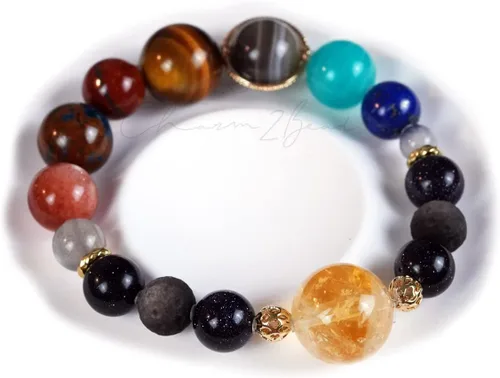 Vista 27 de Precious Gemstone Natural Crystal Healing Bracelet, Rutilated Quartz, Moonstone, Quartz Handmade Original Design Bracelet