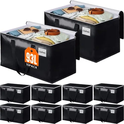 Vista 11 de BlissTotes Bolsas de mudanza, cajas de mudanza resistentes con cremalleras superiores y asas resistentes, bolsas de almacenamiento para ahorrar